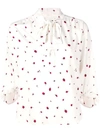 Chinti & Parker Printed Pussy Bow Blouse In White