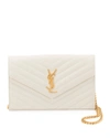 Saint Laurent Monogramme Large Grain De Poudre Wallet On Chain In White