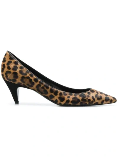 Saint Laurent Charlotte Leopard-print Calf Hair Pumps In Natural & Black