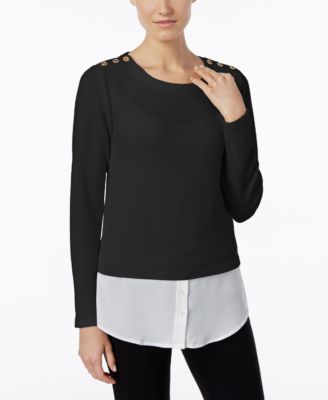 Calvin Klein Textured Layered-look Sweater In Black | ModeSens