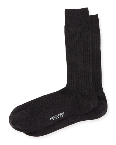 Marcoliani Ribbed Dress Socks In Black