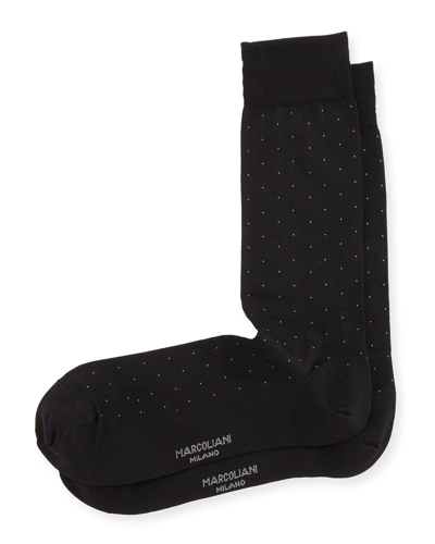 Marcoliani Lisle Pin-dot Socks In Black