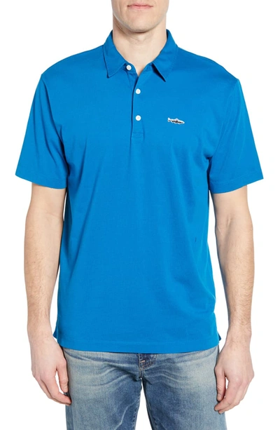 Patagonia Trout Fitz Roy Regular Fit Organic Cotton Polo In Balkan Blue