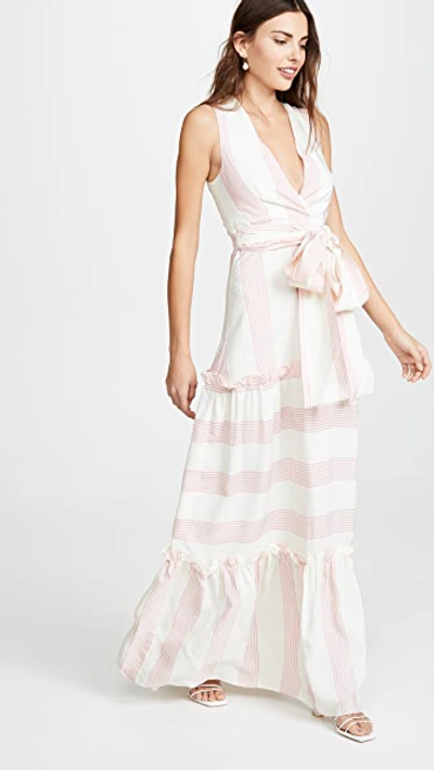 Paper London Zoe Spellbound Striped Maxi Dress In Pink/ivory