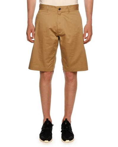 Moncler Men's Twill Shorts W/ Tricot Rope Trim In Dark Brown