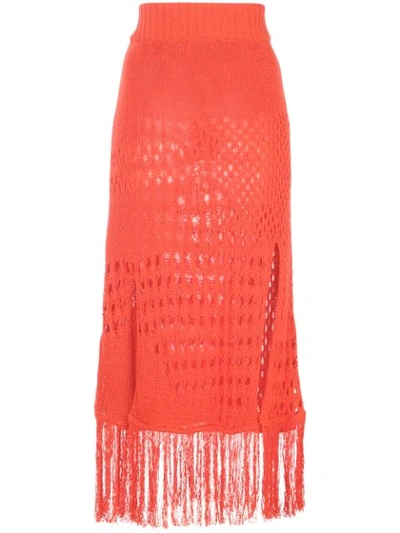 Altuzarra Crocheted Cotton-blend Midi Skirt In Orange