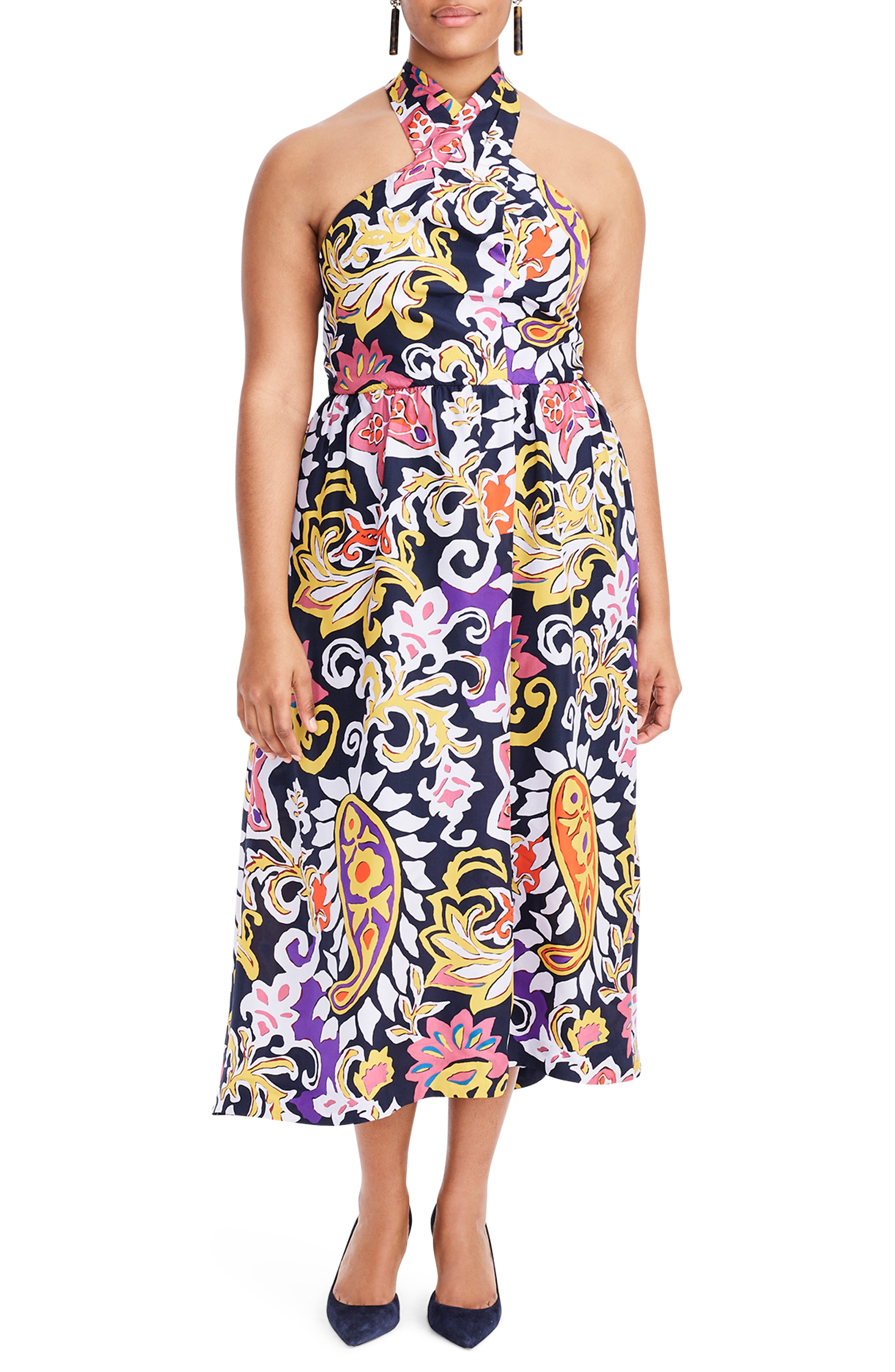 J.crew Paisley Silk Maxi Sarong Dress In Paisley Navy Multi | ModeSens