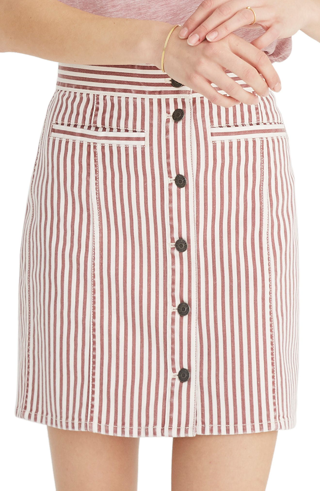 madewell stretch denim straight mini skirt