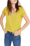 Madewell Whisper Cotton V-neck Pocket Tee In Golden Meadow