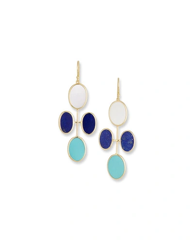 Ippolita 18k Polished Rock Candy Elongated Oval Clover Earrings In Viareggio In Blue Pattern