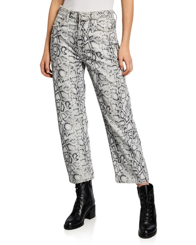 Alexander Wang T Alexanderwang.t Printed Ankle Straight Jeans In Faded Python