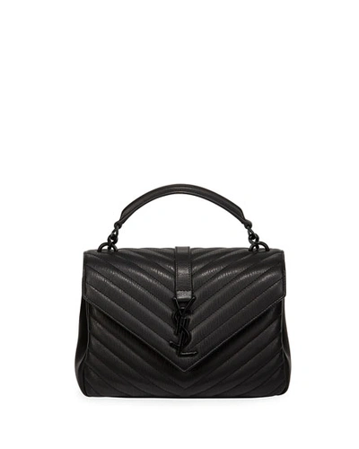 Saint Laurent College Medium Monogram Ysl V-flap Crossbody Bag - Black Hardware In Nero