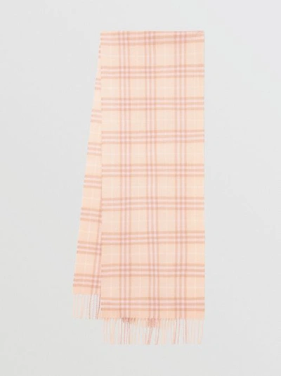 Burberry Embroidered Vintage Check Lightweight Cashmere Scarf In Dusty Pink