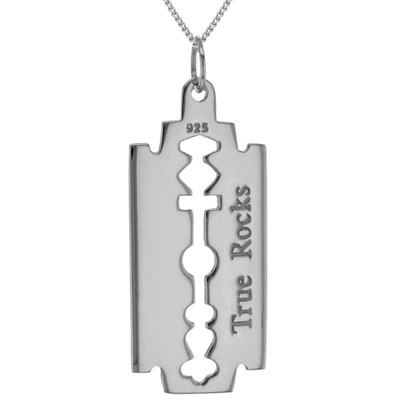 True Rocks Sterling Silver Razor Blade Pendant