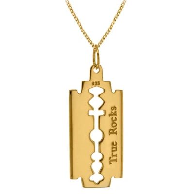 True Rocks Razor Blade Pendant 18 Carat Gold Plated