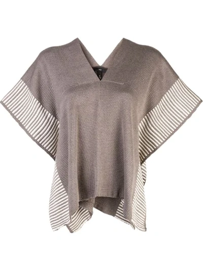 Voz Stripe Edge Poncho In Brown