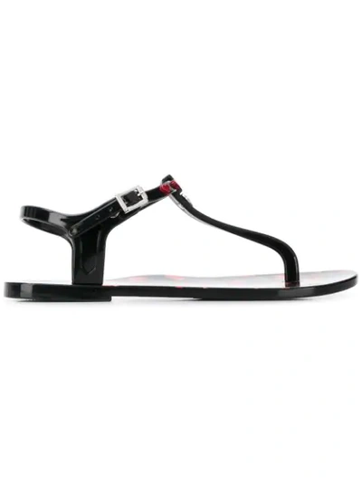 Love Moschino Thong Strap Slides In Black