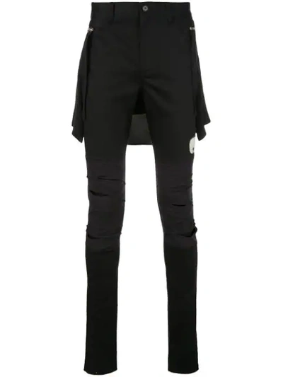 Undercover Distressed Skinny Trousers In Black