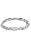 John Hardy Classic Chain Sterling Silver Small Bracelet With Diamond Pave In White/silver