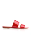 Aeyde Mattea Square-toed Patent Leather Slides In Red