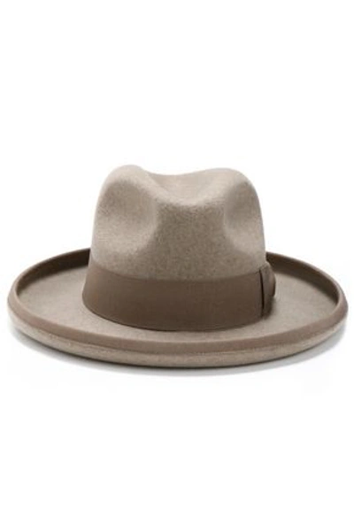 Stella Mccartney Woman Grosgrain-trimmed Wool-felt Fedora Taupe