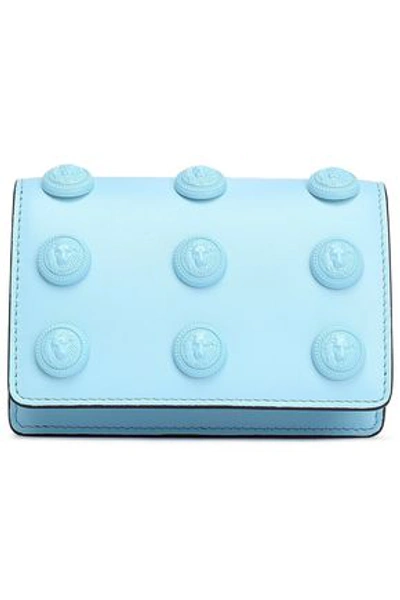 Balmain Woman Appliquéd Leather Wallet Light Blue