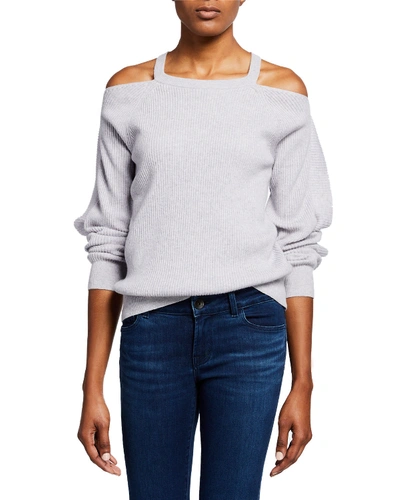 J Brand Mackenzie Cold-shoulder Cashmere Sweater, Light Future