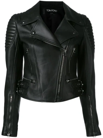 Tom Ford Textured-leather Biker Jacket In Black