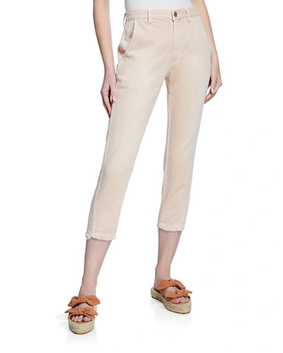 Amo Denim Slouch Cropped Straight-leg Trousers In Pale Pink