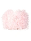 Attico Faux Pearl-trimmed Ostrich Feather Top In Pink