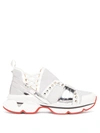 Christian Louboutin Red Runner Donna Glittered Mesh And Leather Sneakers