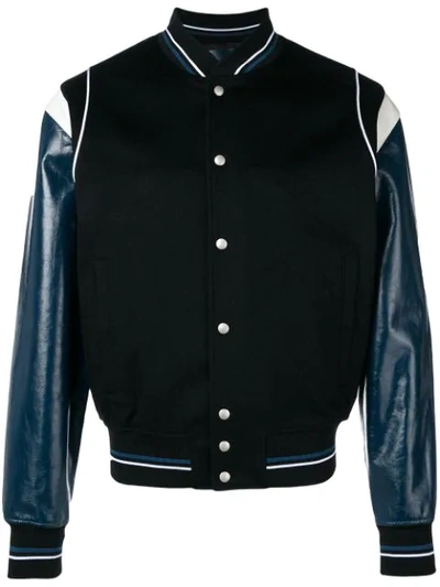 Givenchy 4g Logo Wool-blend Varsity Jacket In Black & White