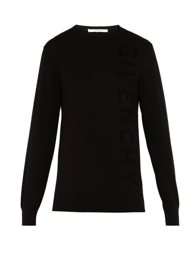 Givenchy Logo Intarsia Cotton Sweater In Nero