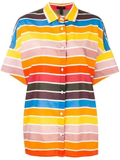 Escada Rainbow-striped Cotton Button-front Shirt In Multi