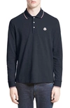 Moncler Maglia Long Sleeve Polo In Medium Blue