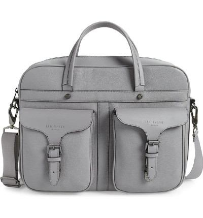 Ted Baker Forsee Fashion Leather Document Bag In Gray
