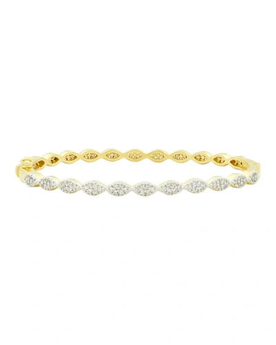 Freida Rothman Fleur Bloom Pave Thin Bangle Bracelet In 14k Gold-plated & Rhodium-plated Sterling Silver In Silver/gold