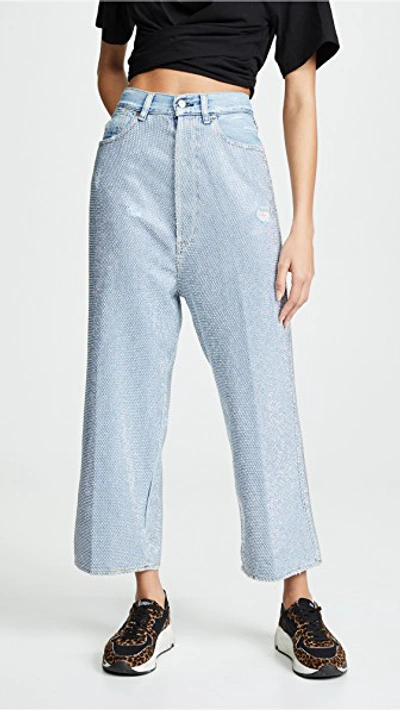 Golden Goose Breezy Cropped Studded High-rise Wide-leg Jeans In Light Wash