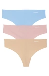 Calvin Klein Invisibles Thong In Spring Blue/ Nymphs/ Bare