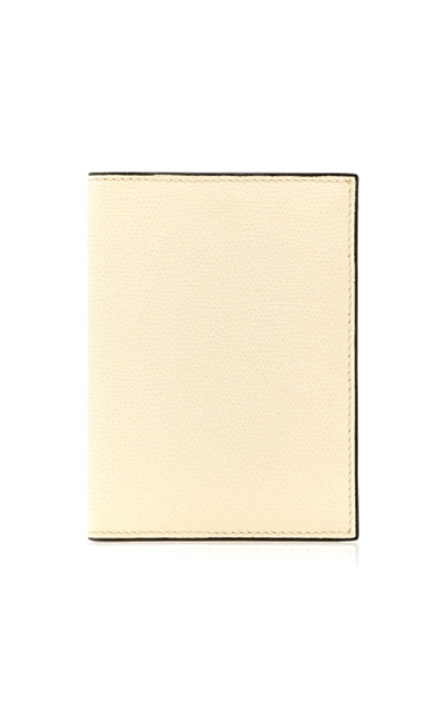 Valextra 3cc Leather Passport Holder  In White