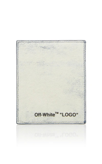 Off-white Logo Denim Cardholder In Light Wash