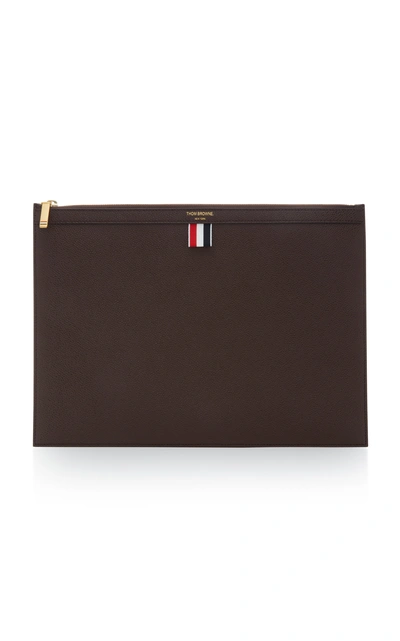 Thom Browne Leather Document Holder In Brown