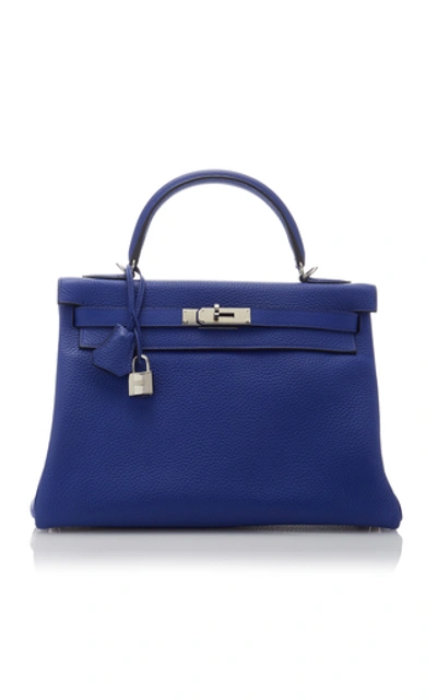 Hermã¨s Vintage By Heritage Auctions Hermès 32cm Blue Electric Clemence Leather Retourne Kelly
