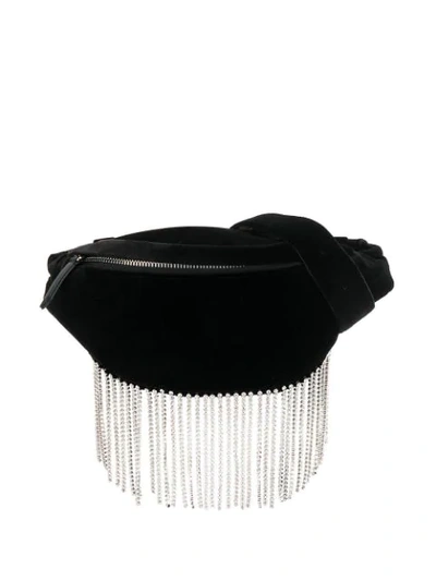 Les Petits Joueurs Velvet Crystal-embellished Evening Belt Bag In Black