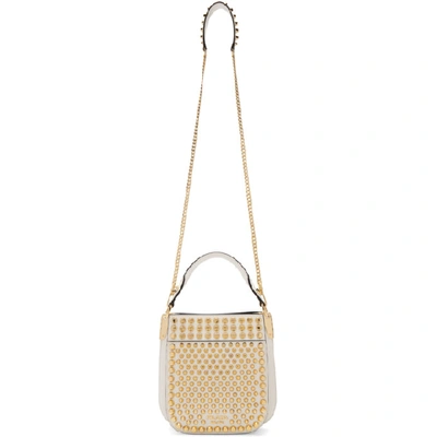 Prada Margrit Studded Leather Shoulder Bag In White