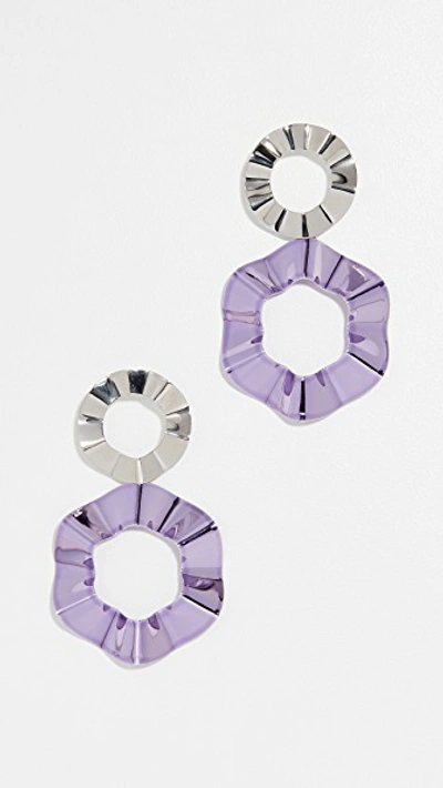 Gaviria Double Ravioli Earrings In Lavender/silver