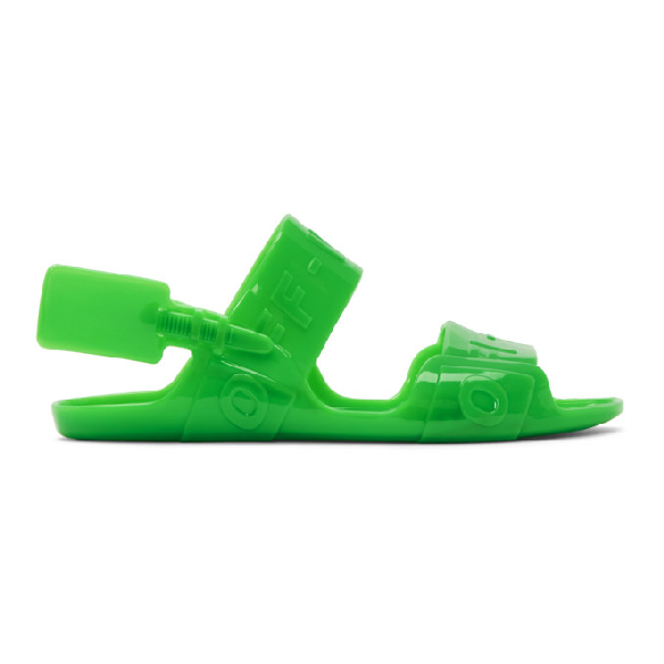 off white jelly sandals green