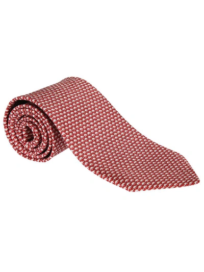 Ferragamo Elephant Printed Tie In F Rosso