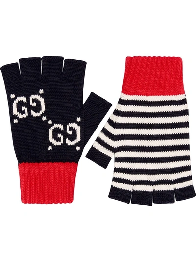Gucci Cotton Fingerless Gloves In 4174 Blue