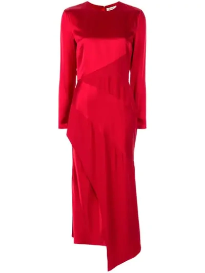 Semsem Asymmetric Midi Dress In Red
